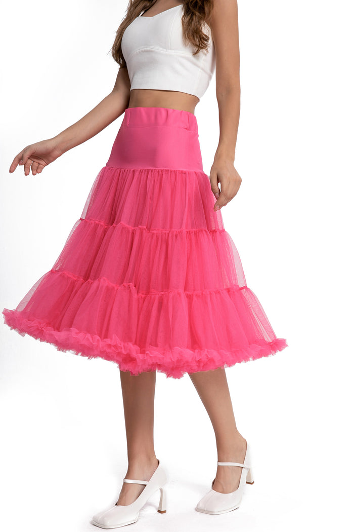 Dolly & Dotty Fluffy Net Petticoat 25.5 Inches In Hot Pink
