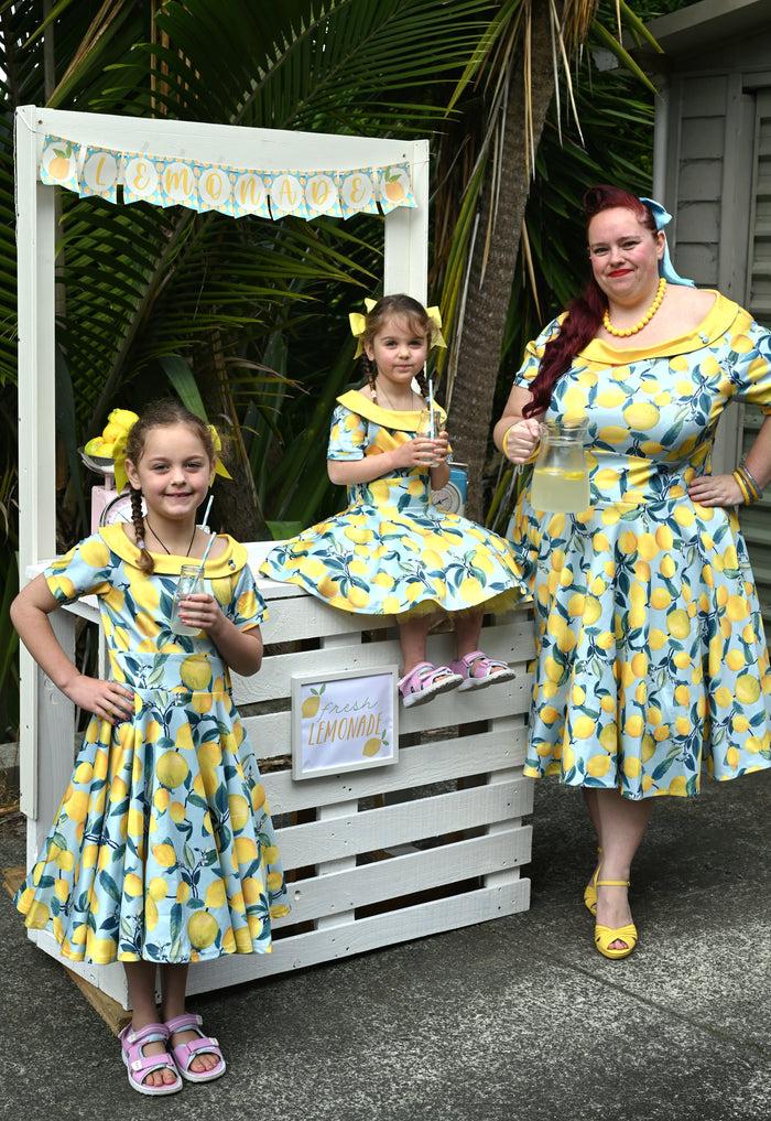 Dolly & Dotty Girls Darlene Flared Dress In Blue Lemon