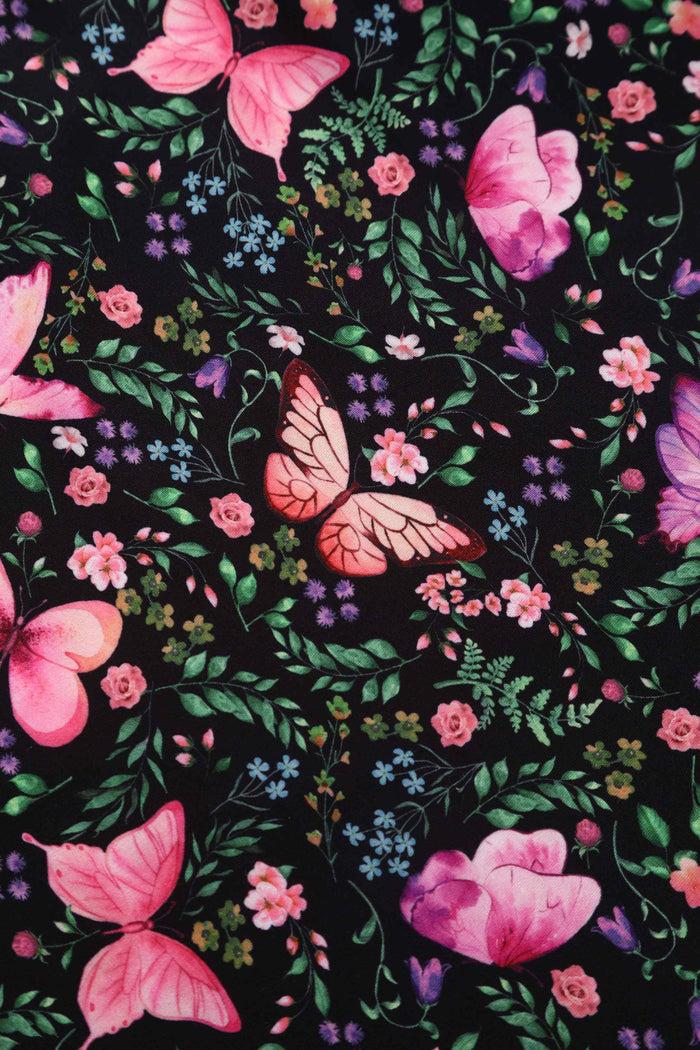 Dolly & Dotty Julia Butterfly Garden Midi Dress In Black