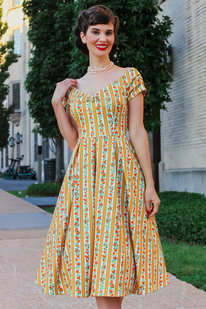 Dolly & Dotty Lily Sicilian Orange Stripe Swing Dress