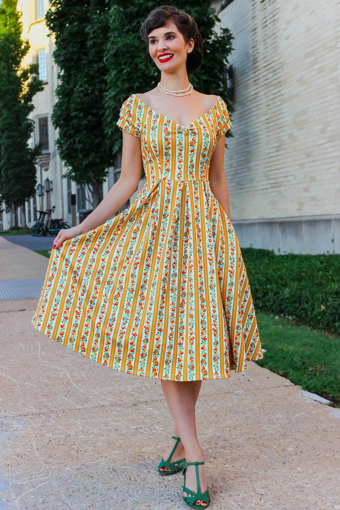Dolly & Dotty Lily Sicilian Orange Stripe Swing Dress