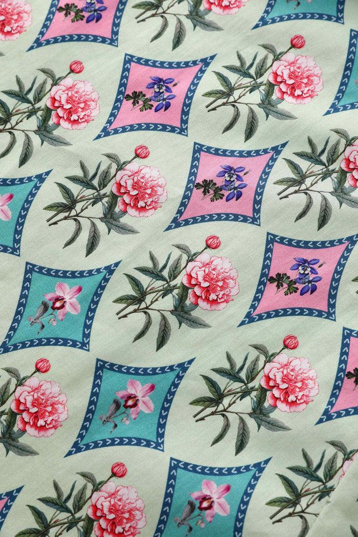 Dolly & Dotty Mabel Quatrefoil Floral Midi Shirt Dress