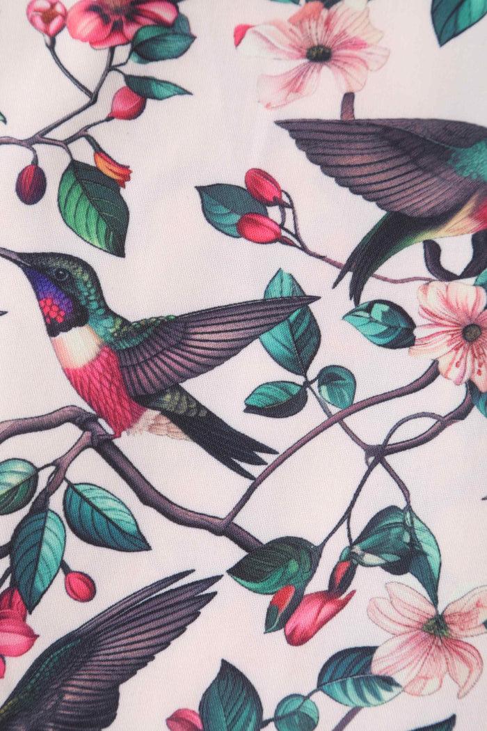 Dolly & Dotty May Crossover Bust Circle Dress In White Bird Print