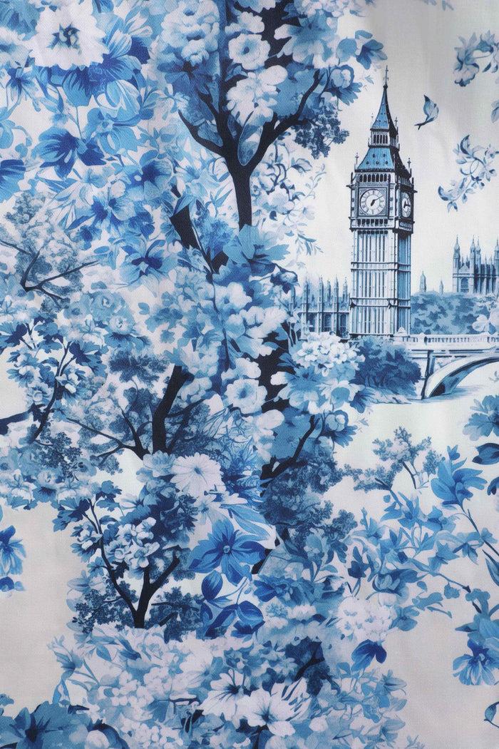 Dolly & Dotty May White Crossover Bust Dress In Big Ben Print