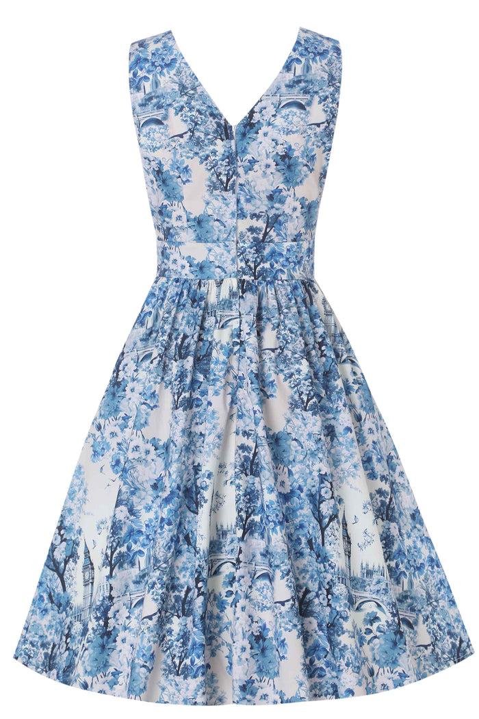 Dolly & Dotty May White Crossover Bust Dress In Big Ben Print