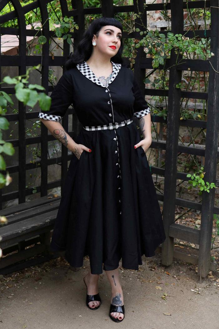 Dolly & Dotty Mollie Black Full Circle Shirt Dress With Gingham