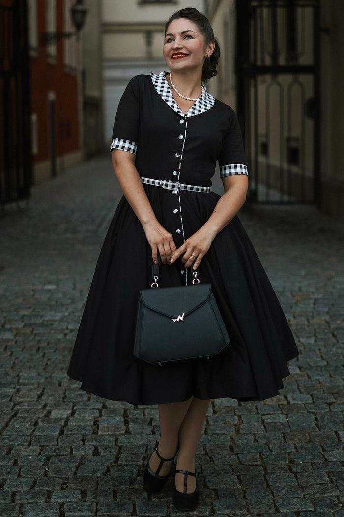 Dolly & Dotty Mollie Black Full Circle Shirt Dress With Gingham