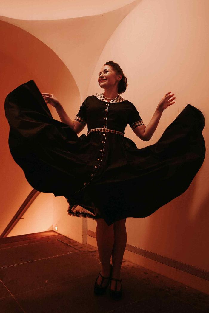 Dolly & Dotty Mollie Black Full Circle Shirt Dress With Gingham