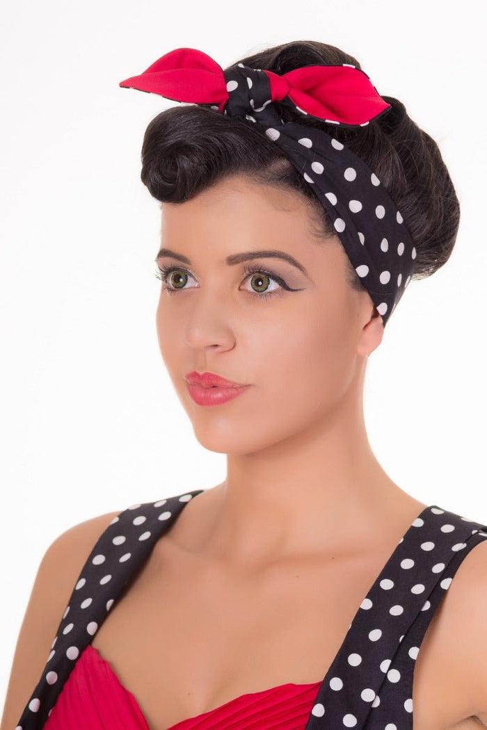 dolly & dotty Rockabilly Headband in Black & White Dots