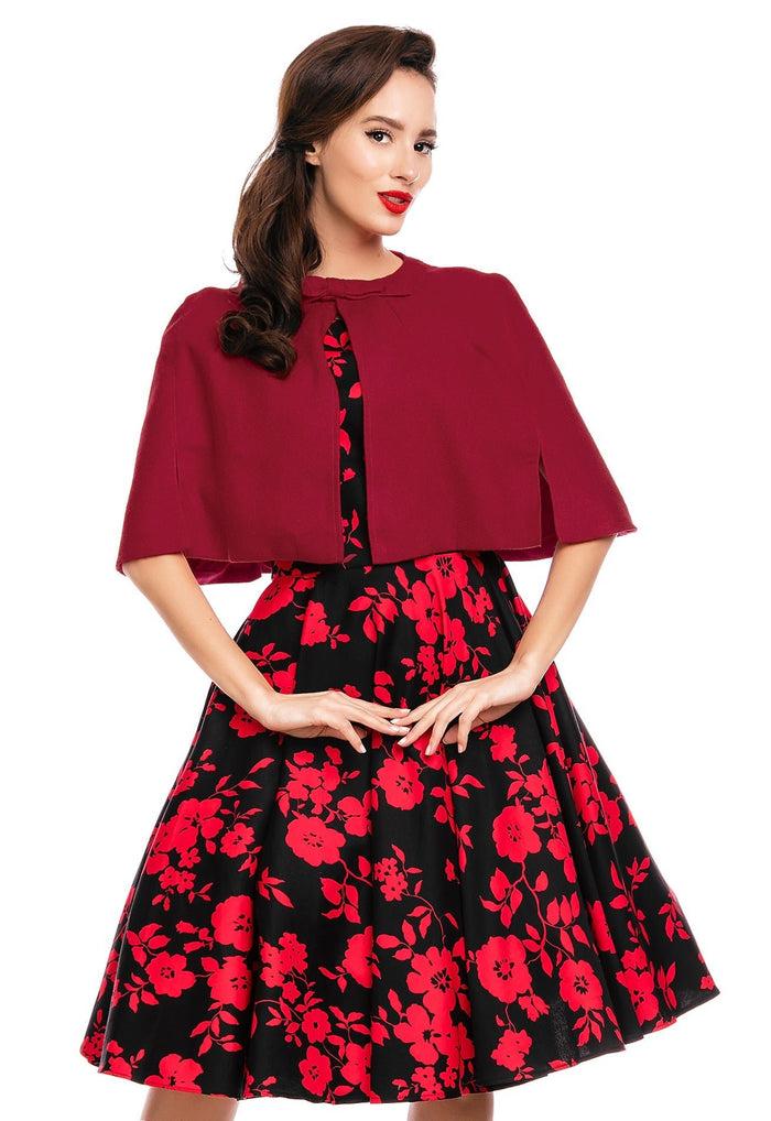 Dolly & Dotty Sabrina Glamorous 50s Style Cape Shrug In Red