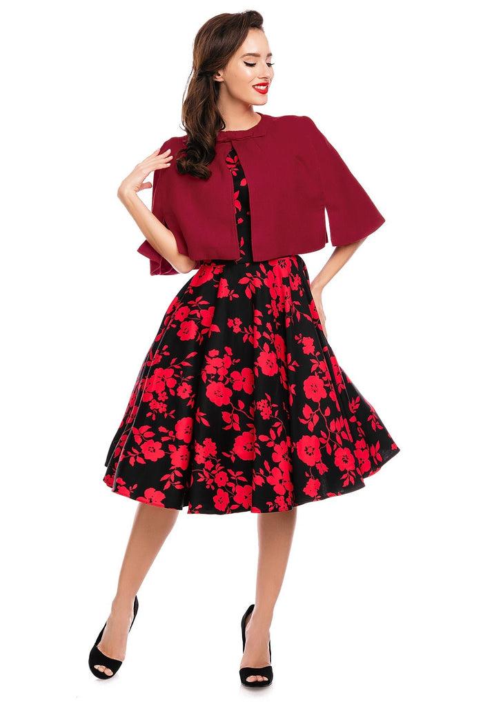 Dolly & Dotty Sabrina Glamorous 50s Style Cape Shrug In Red