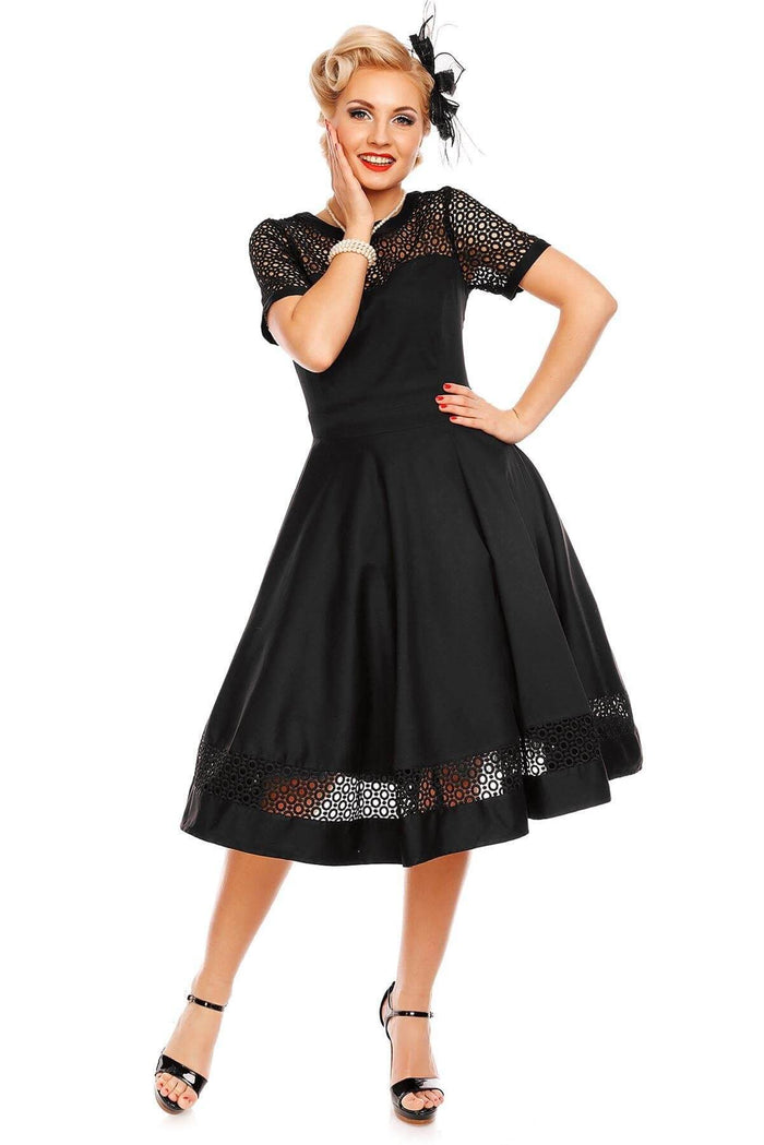 Dolly & Dotty Tess Sleeved Formal Lace Dress In Black