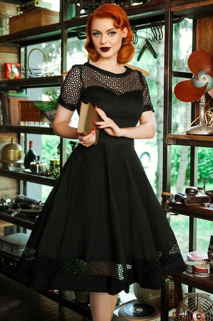 dolly & dotty Tess Sleeved Formal Lace Dress in Black