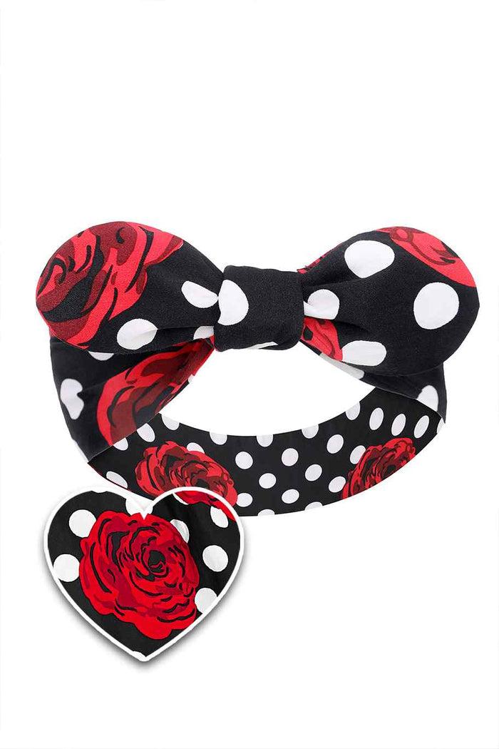 dolly & dotty Tie Knot Headband In Rose and Polka Dots