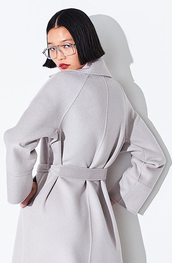 Dom Goor London 100% Wool Belted Coat. Size: 10 Only Silver