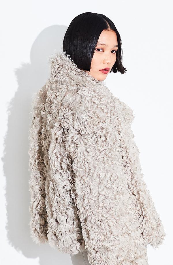 Dom Goor London Cropped Reversible Button Up Biker Jacket Sandstone