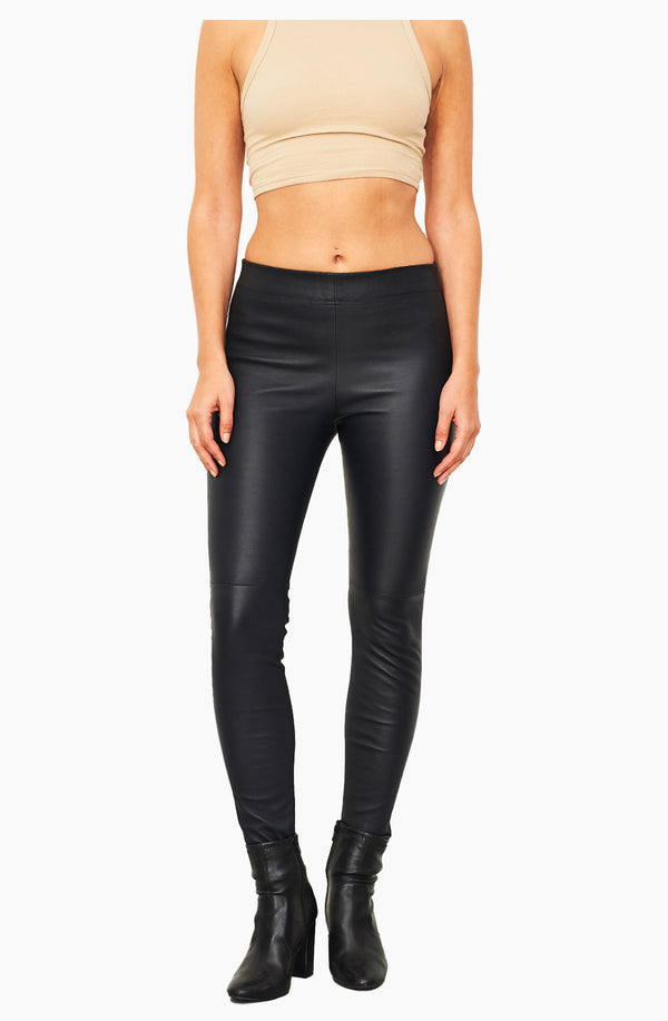 dom goor london Dom Goor: Black Stretch Leather Leggings Black