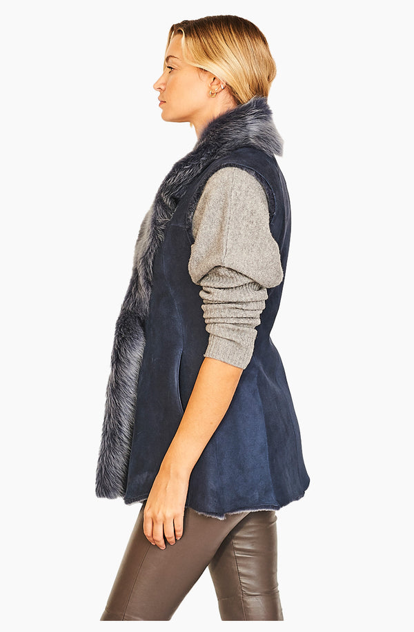 Dom Goor London Classic Long Length Gilet Navy