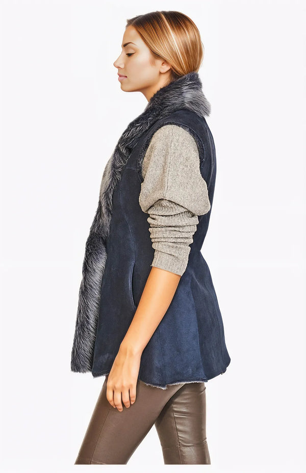 Dom Goor London Classic Long Length Gilet Navy