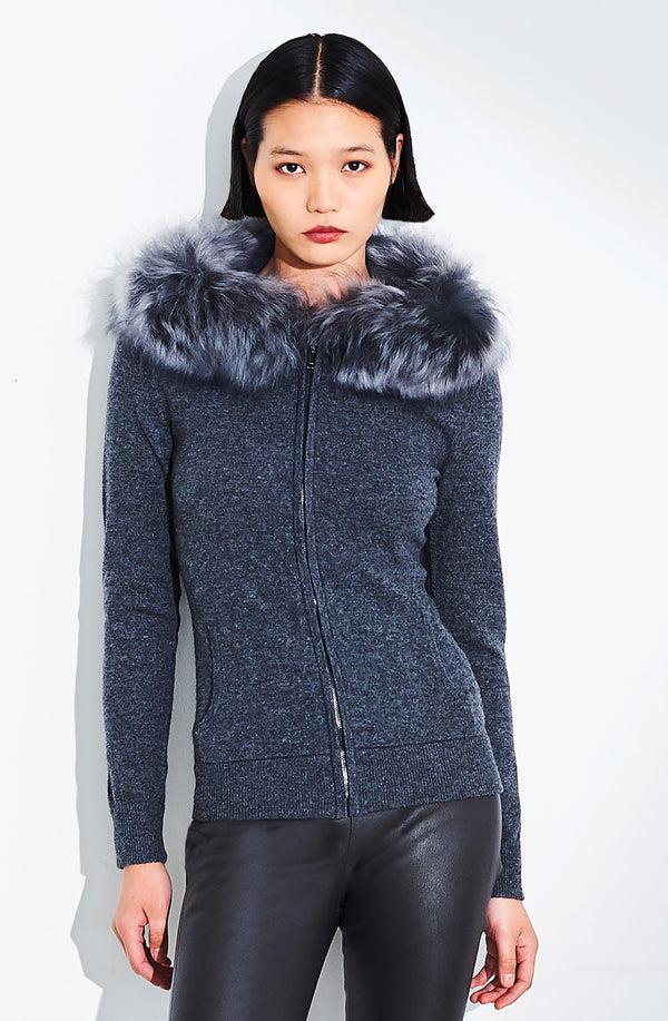 Dom Goor London Fitted Zip Hooded Pewter