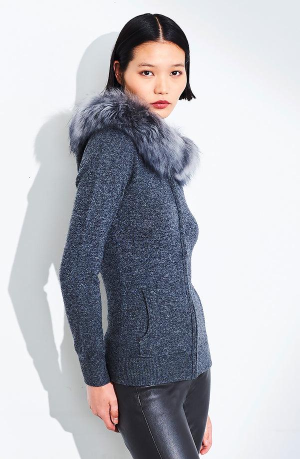 Dom Goor London Fitted Zip Hooded Pewter