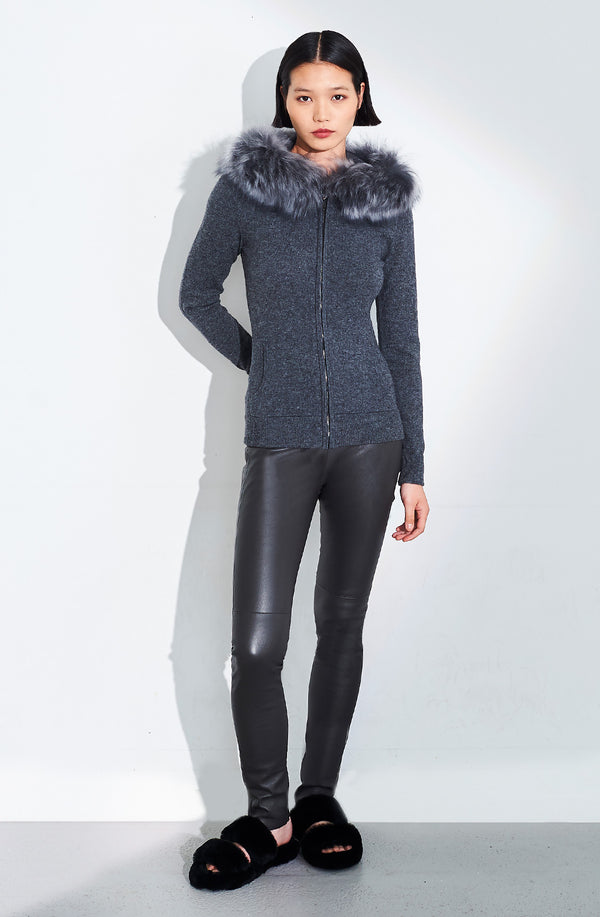 dom goor london Fitted Zip Hooded Pewter