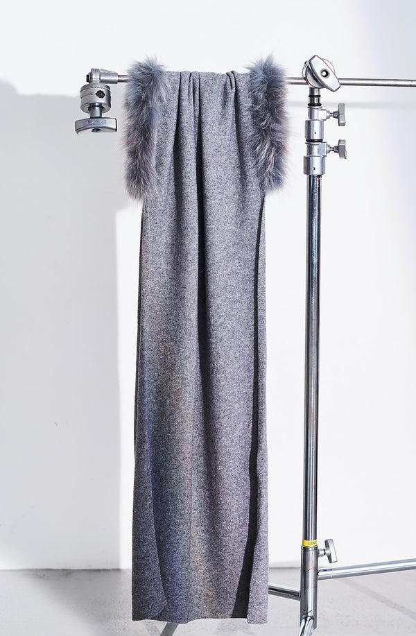 dom goor london Fur Trim Scarf Silver