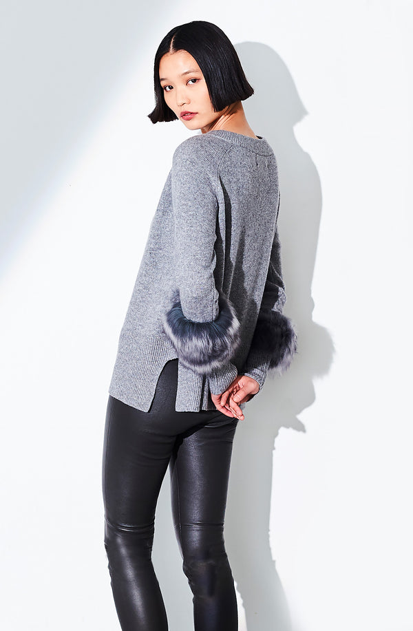 Dom Goor London Fur Trim Sweater Pewter