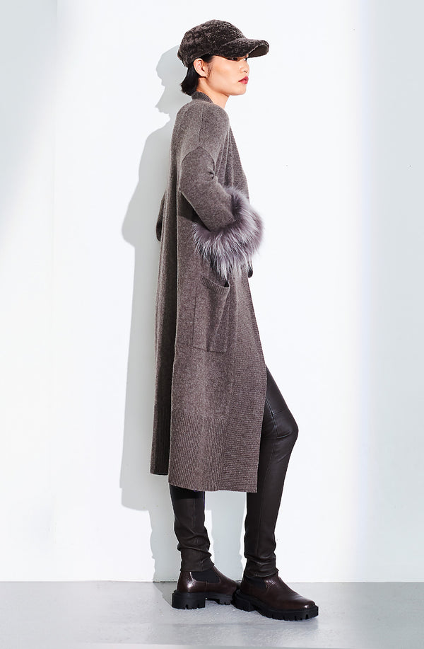 Dom Goor London Long Fur Trim Cardigan