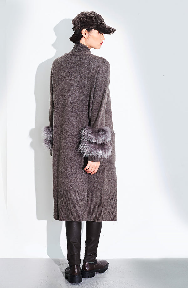 Dom Goor London Long Fur Trim Cardigan