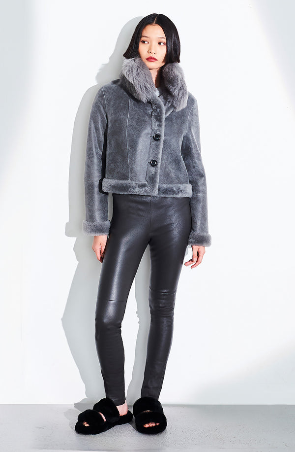 dom goor london Rev Cropped Button Biker Silver dom goor london Rev Cropped Button Biker Silver