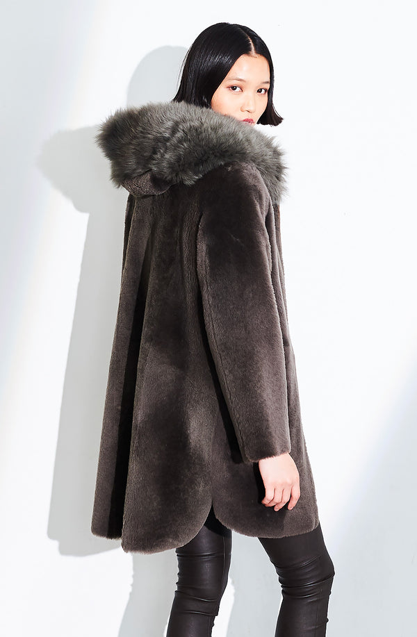 Dom Goor London Rev Hooded Shirt Tail Parka Flint