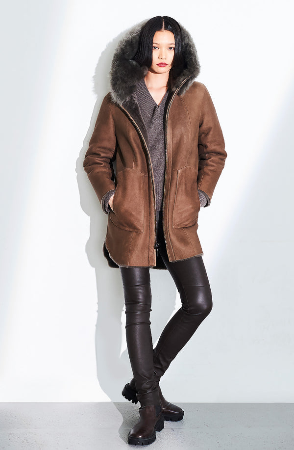 Dom Goor London Rev Hooded Shirt Tail Parka Flint