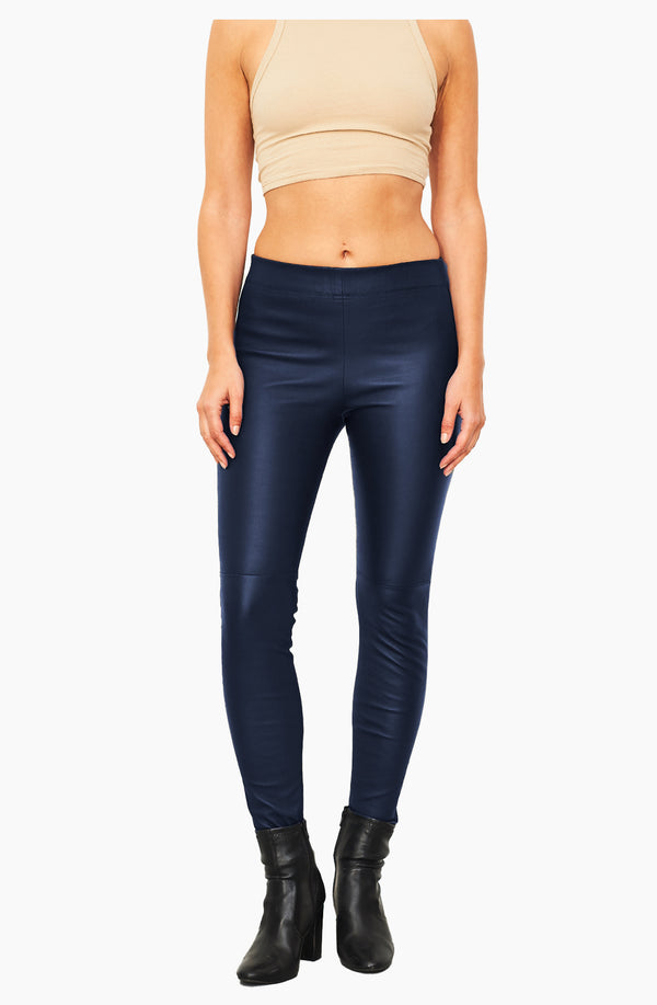 dom goor london Dom Goor: Navy Stretch Leather Leggings Navy
