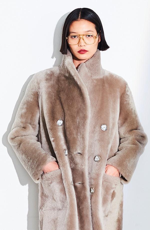Dom Goor London Double Breast Coat Merilino Sandstone