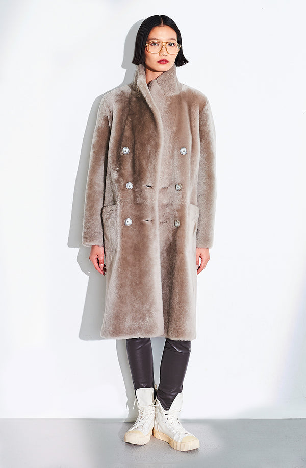 dom goor london Double Breast Coat Merilino Sandstone