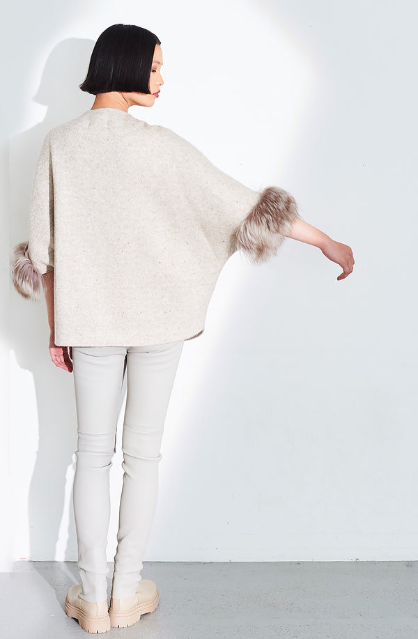 Dom Goor London Knitted Wool Blend Jacket With Shearling Cuff. Size: 10 Only