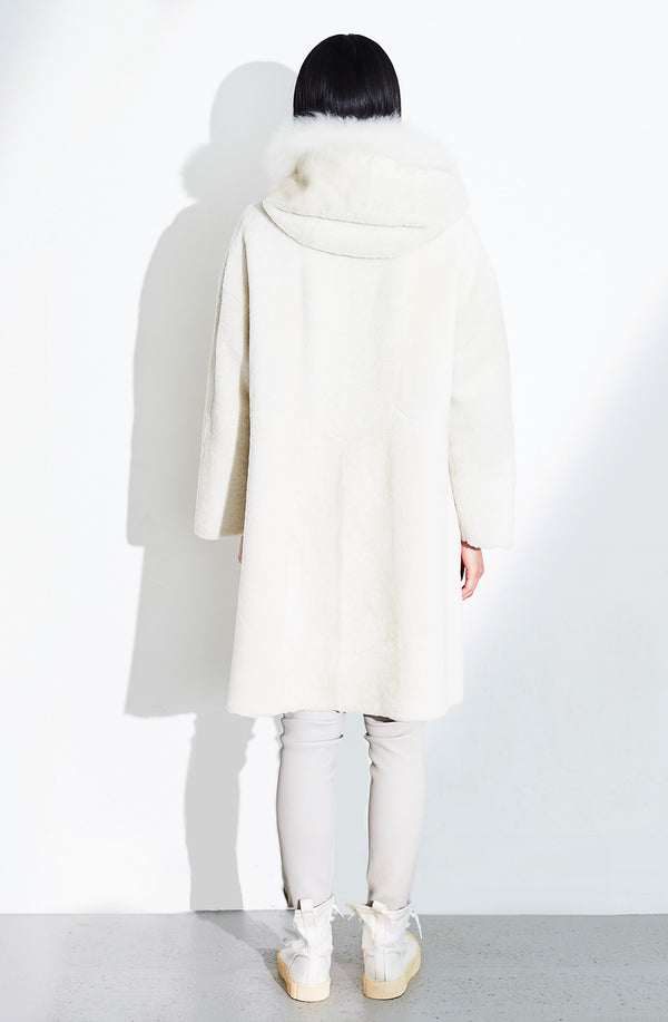 Dom Goor London Long Reversible Hooded Coat Polar White