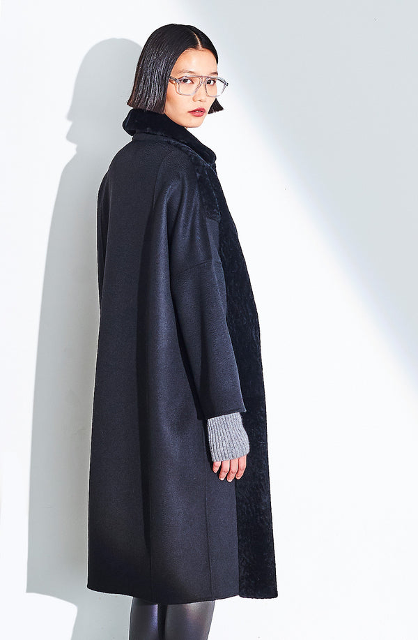 Dom Goor London Long Shearling Front Coat. Size:10 Only