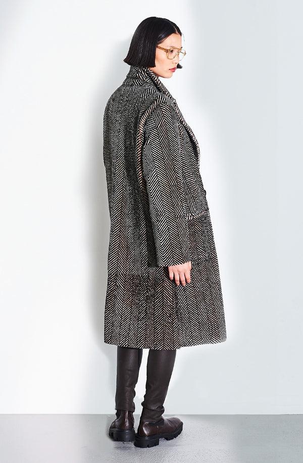 dom Goor London Rev Herringbone Double Breast Coat Herringbone