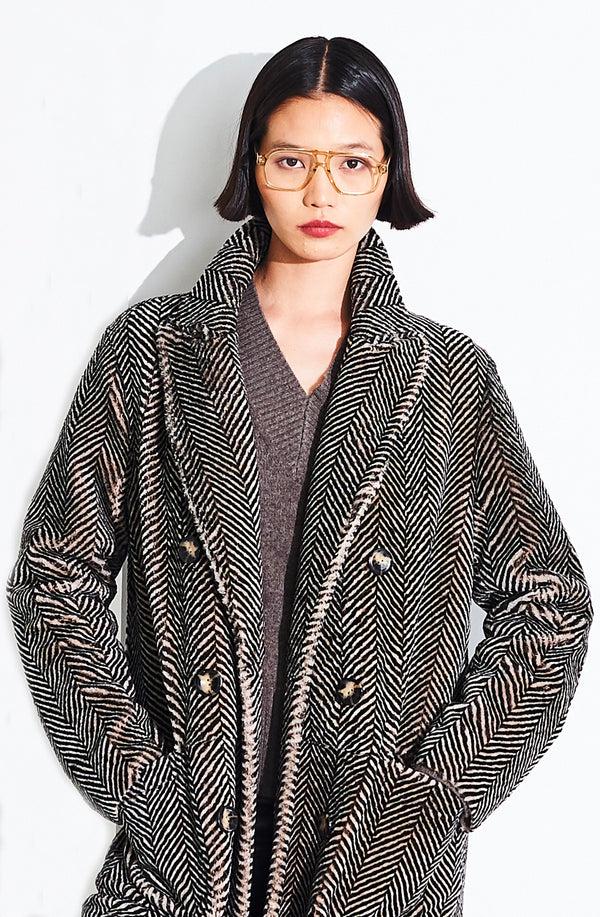 dom Goor London Rev Herringbone Double Breast Coat Herringbone