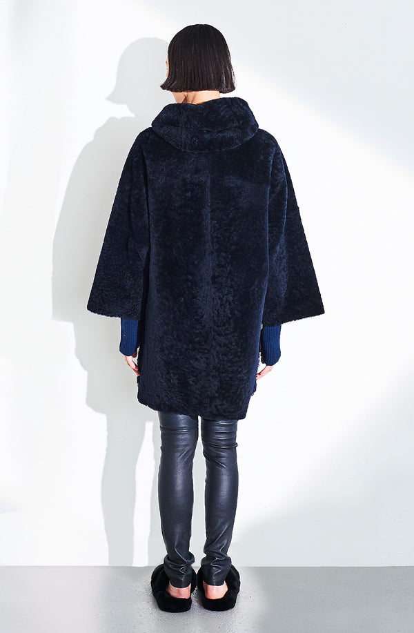 Dom Goor London Rev Shearling Hooded Parka Sapphire