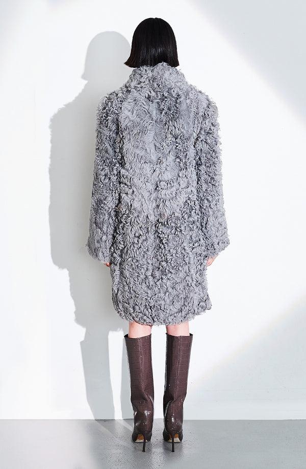 Dom Goor London Reversible Curly Toscana Coat Silver Grey