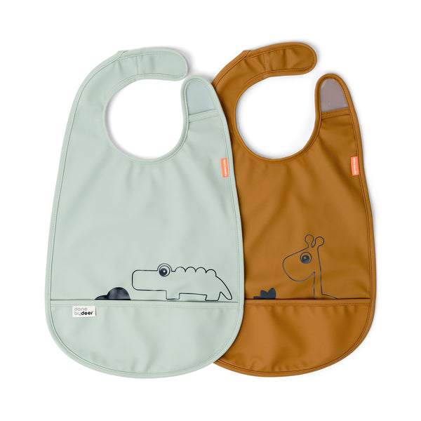 done by deer Bib with velcro 2-pack - Deer friends - Mustard/Green