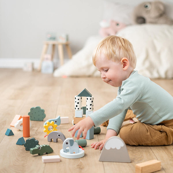 Done By Deer Building Block Set 34 Pcs - Deer Friends - Colour Mix