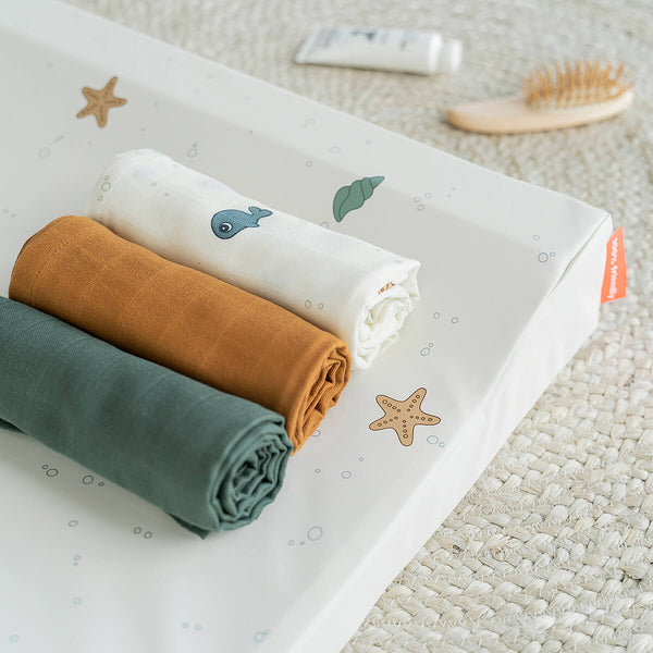 Done By Deer Burp Cloth 3-pack - Sea Friends - Colour Mix