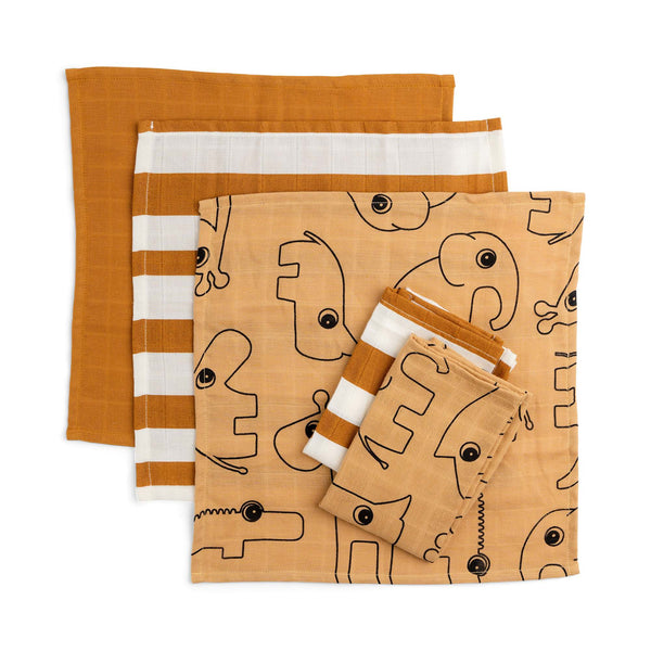 Done By Deer Cloth Wipes 5-pack - Deer Friends - Mustard