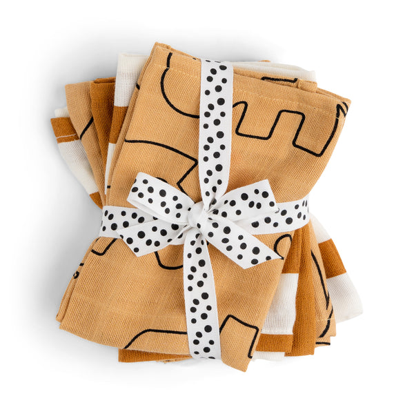 done by deer Cloth wipes 5-pack - Deer friends - Mustard