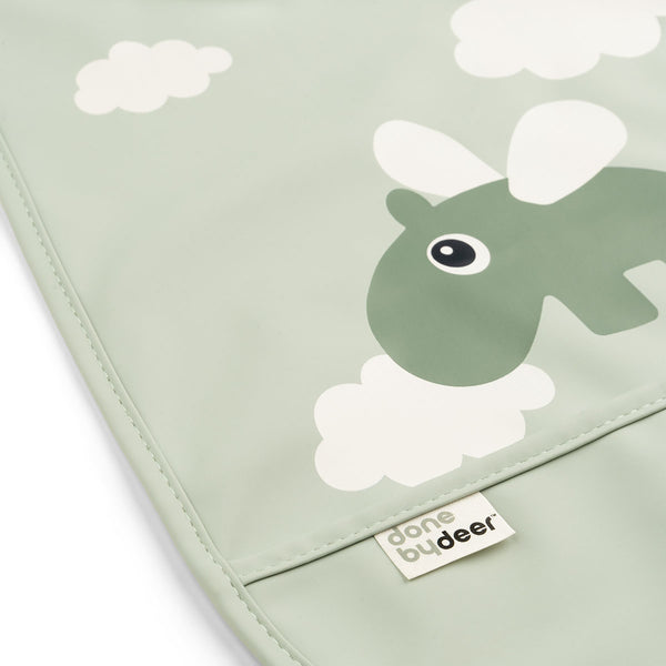 Done By Deer Bib W/velcro - Happy Clouds - Green