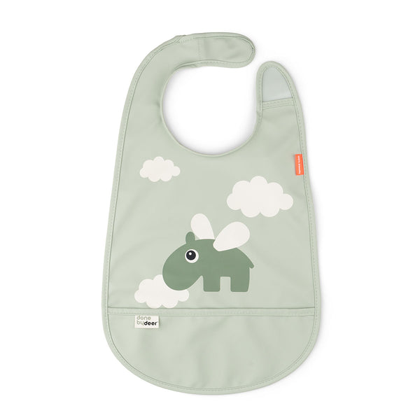 done by deer Bib w/velcro - Happy clouds - Green